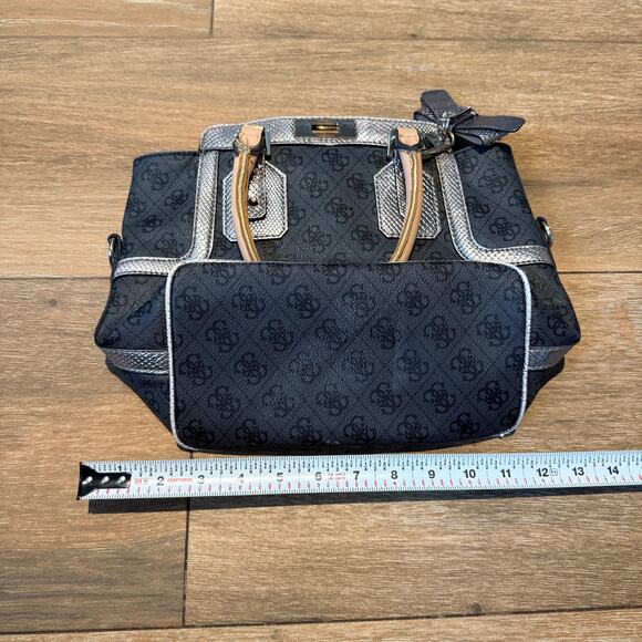 Guess Los Angeles Handbag Black/Sliver Purse  Designer Logo Bag - Picture 2 of 10